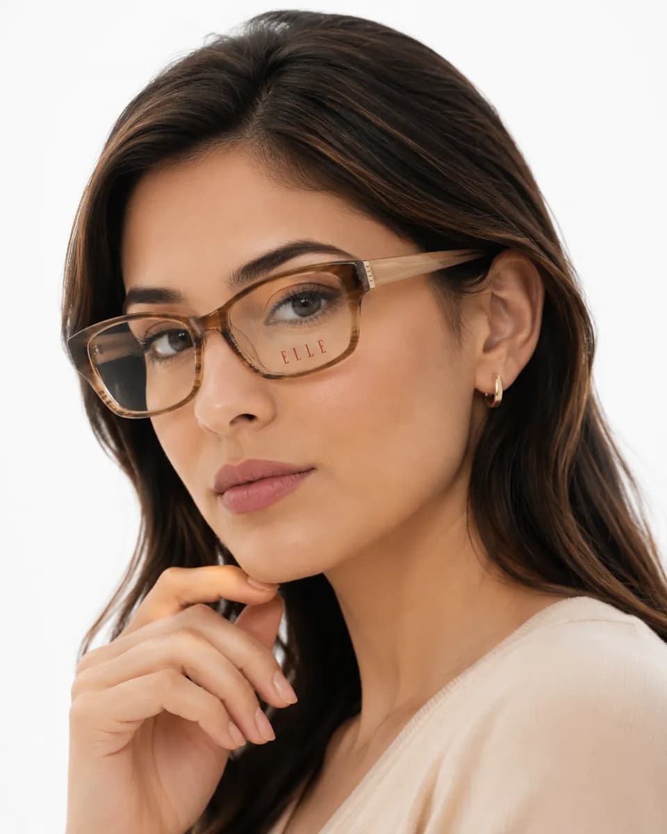 ELLE Rectangular Amber Tortoise Eyeglasses (EL13386) — thumbnail 5