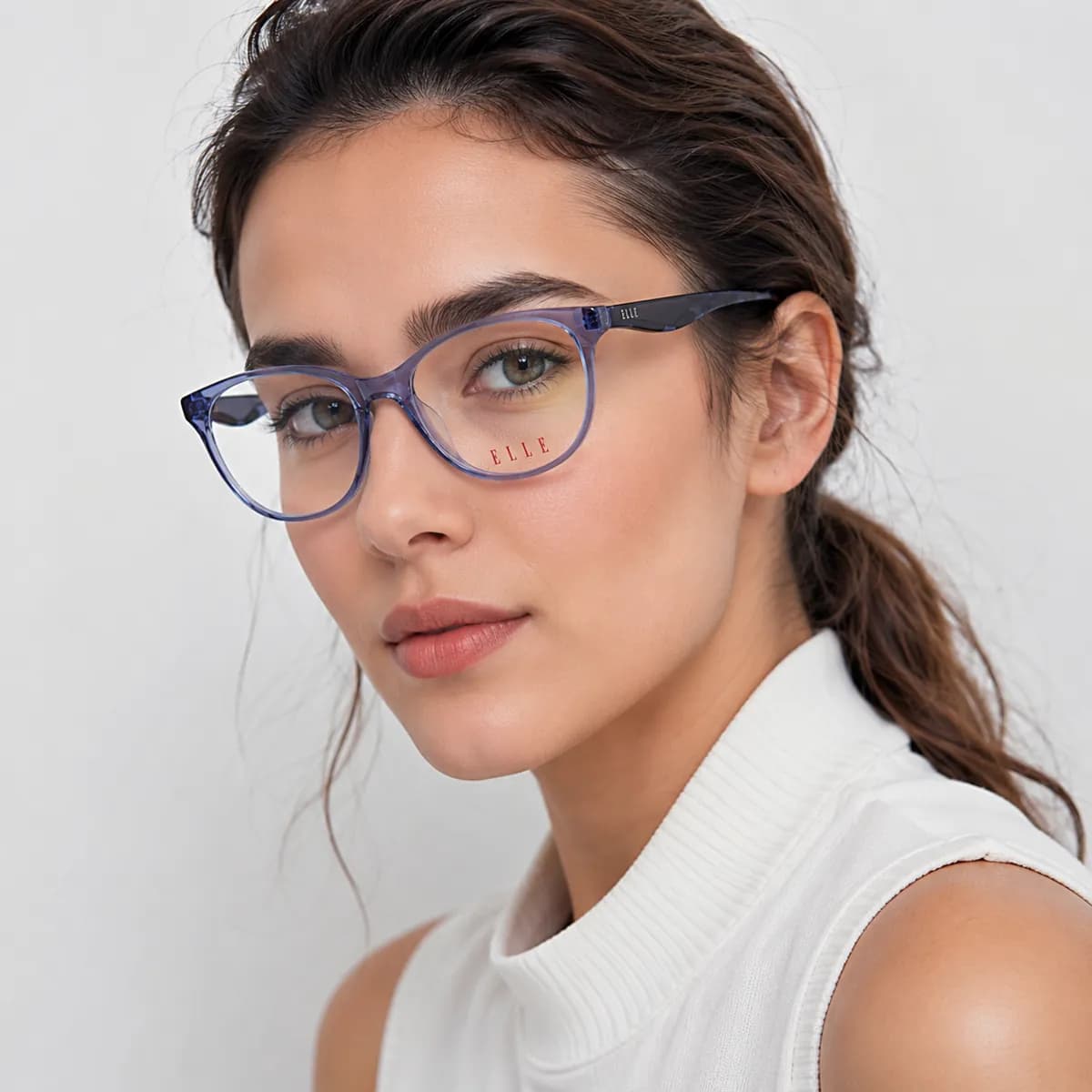 ELLE Oval Crystal Blue Eyeglasses (EL13458) — thumbnail 5