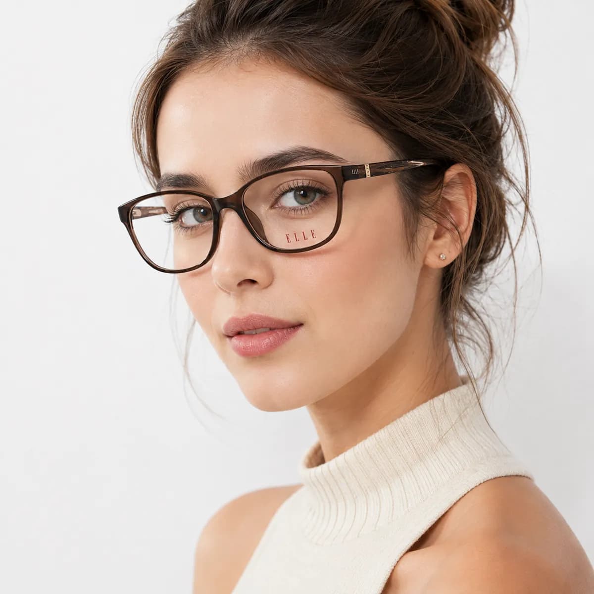 ELLE Rectangular Havana Brown Eyeglasses (EL13410) — thumbnail 5