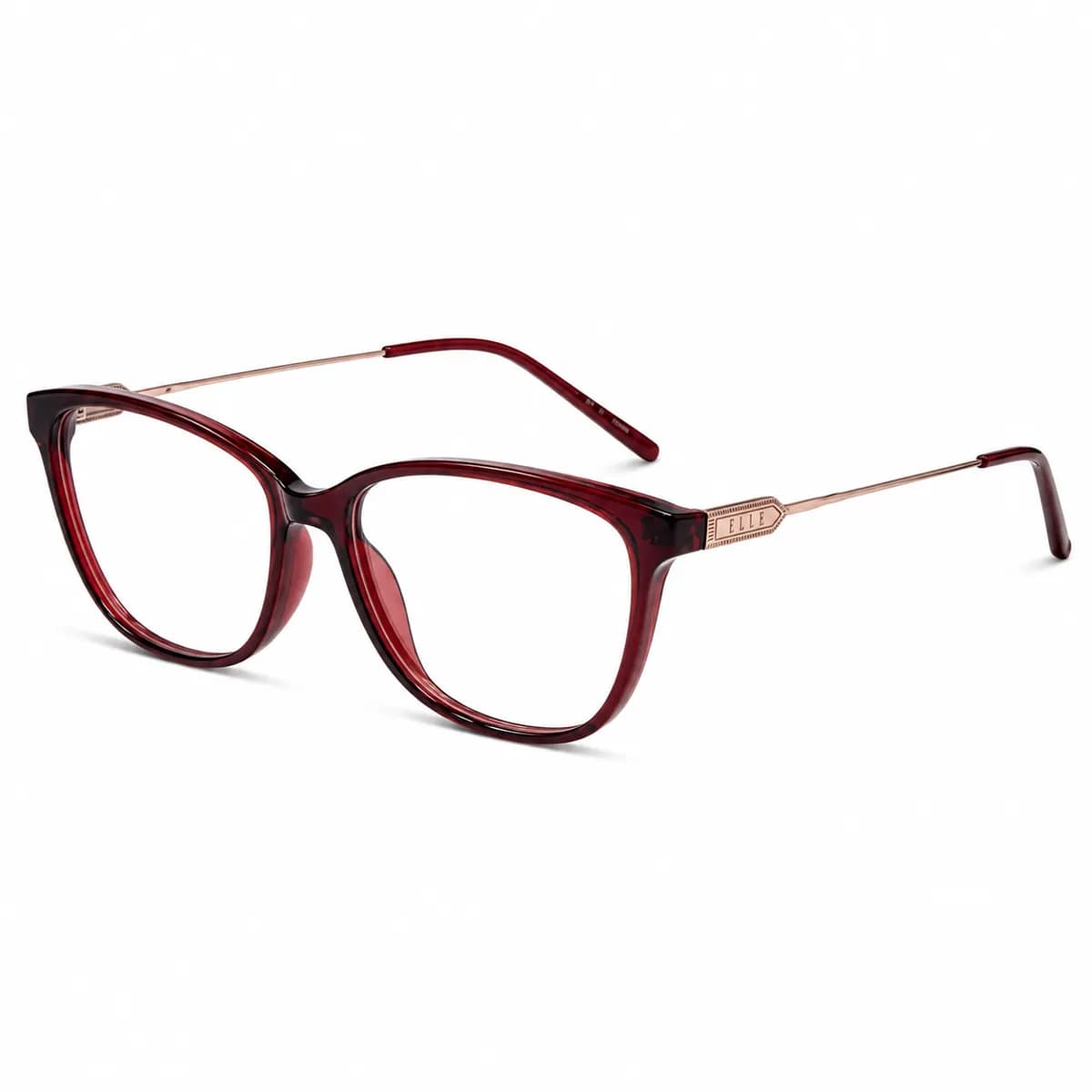 ELLE Burgundy Cat-Eye Full-Rim Eyeglasses for Women — thumbnail 3