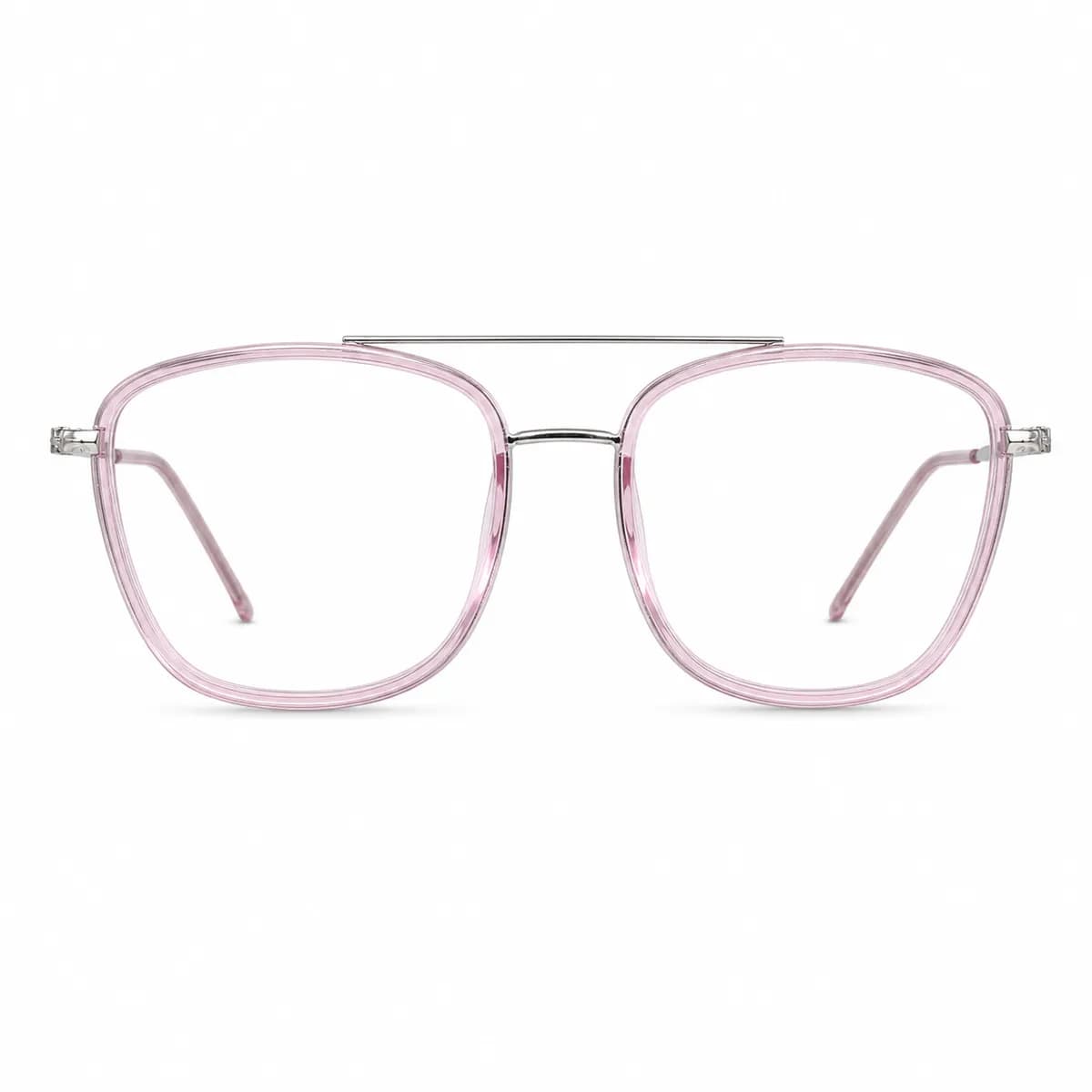 DELTA 825 Transparent Pink Square Full-Rim Eyeglasses for Women