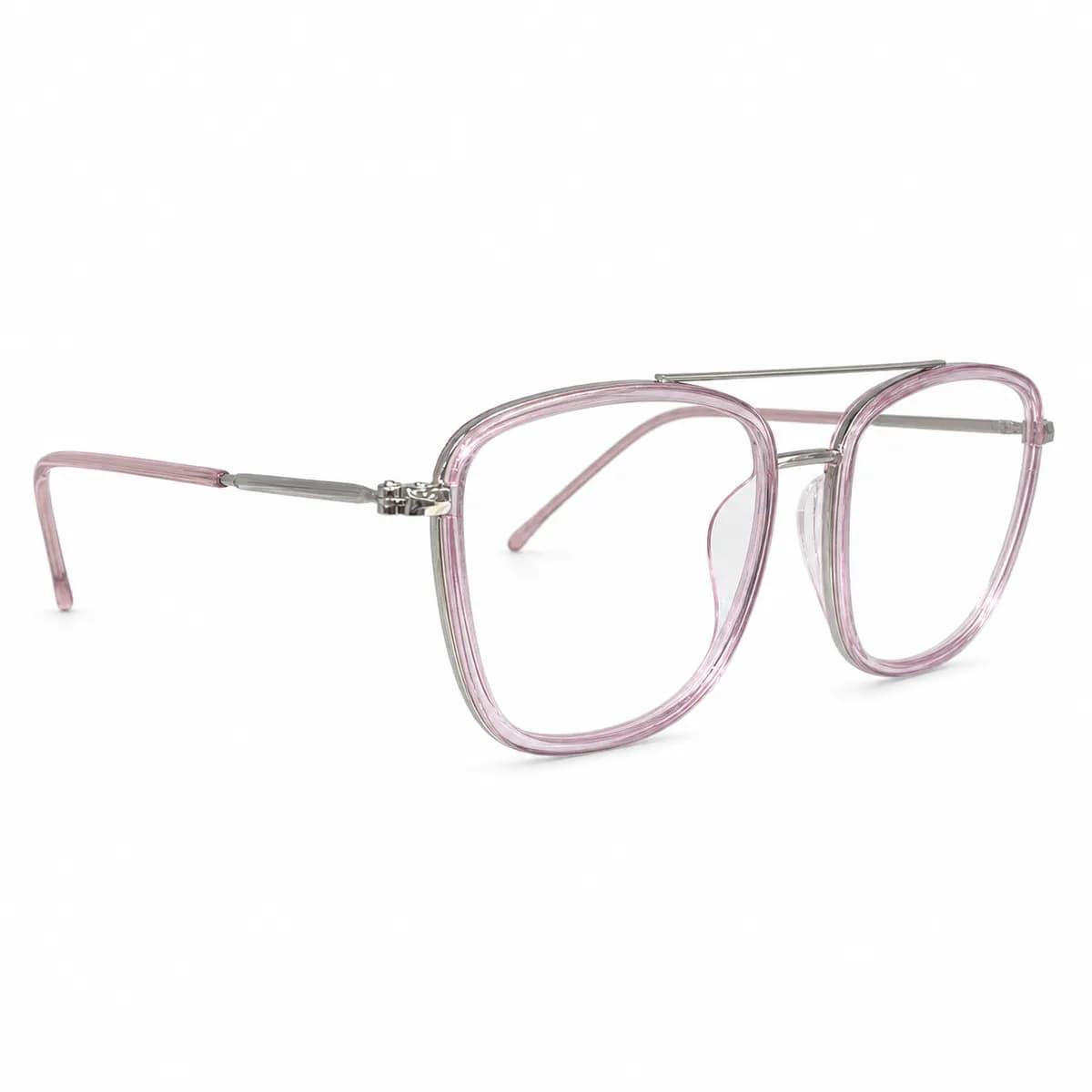 DELTA 825 Transparent Pink Square Full-Rim Eyeglasses for Women — thumbnail 2